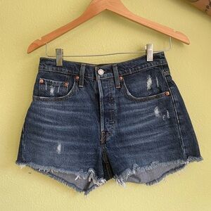 Levi's Blue Distressed Jean Shorts